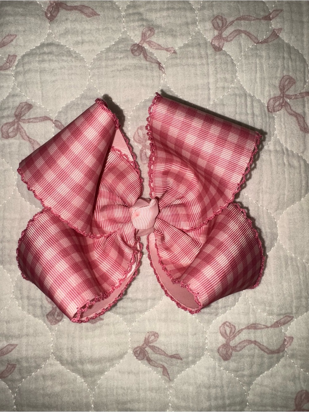 Pink Gingham Hair Bow